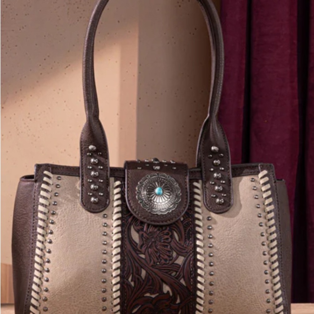 Montana West Tooled Concho Concealed Carry Tote